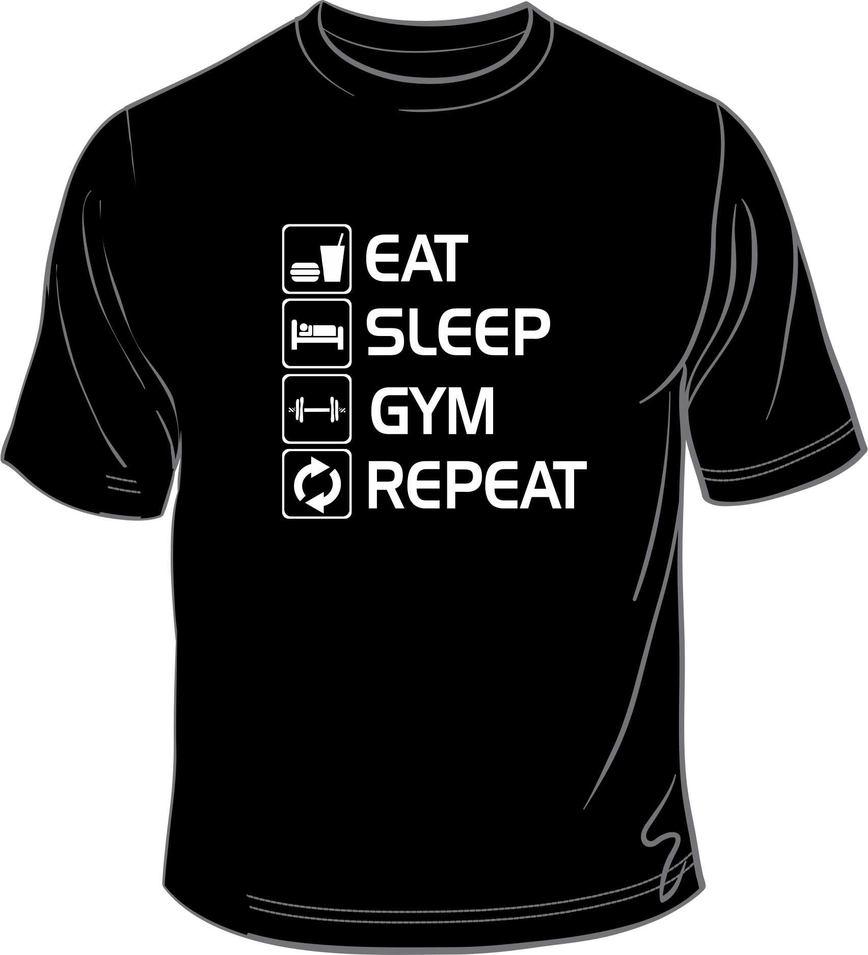 Eat, Sleep, Gym, Repeat - Printed Gym T-Shirts/Vests – T2Print